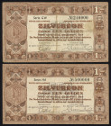 Banknotes Netherlands - 1 Gulden 1938 Silver certificate / Zilverbon (Mev. 04-1b / AV 4.1.b / P. 61) - # HA 500000 + # GW 240000 - Total 2 pcs. with f...