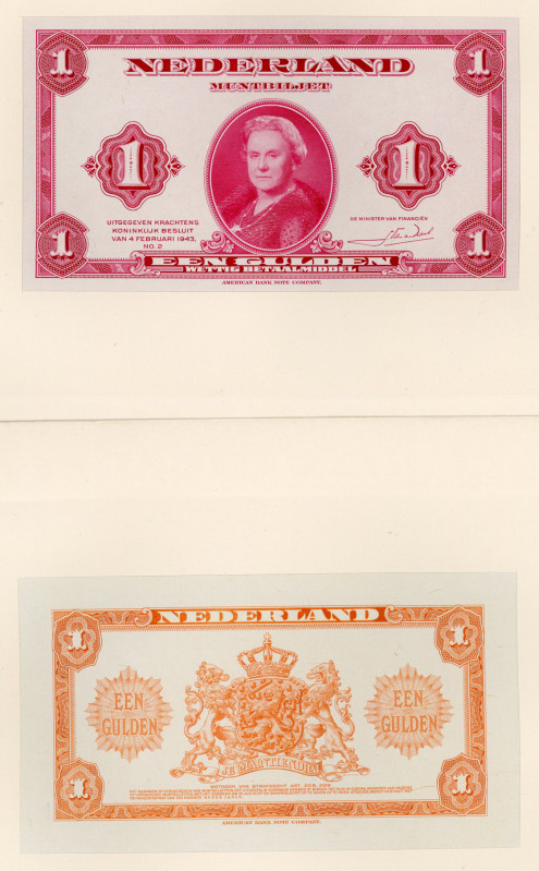 Banknotes Netherlands - 1 Gulden 1943 Convertible treasury note / Wilhelmina Pro...