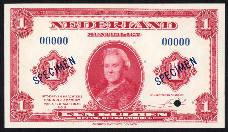 Banknotes Netherlands - 1 Gulden 1943 Convertible treasury note / Muntbiljet Wil...