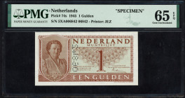 Banknotes Netherlands - 1 Gulden 1949 Convertible treasury note / Muntbiljet (Mev. 07-1a / AV 7S / PL7.s.2 / P. 72) # 5XA006842 - SPECIMEN with perfor...