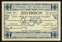 Banknotes Netherlands - 2.5 Gulden 31.3.1916 Silver certificate / Zilverbon (Mev. 10-2b / AV 9.2b / PL11.b2 / P. 9) - aUNC. (ex collection Vinkenborg)