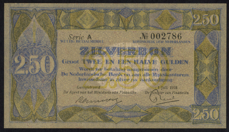 Banknotes Netherlands - 2½ Gulden 1918 Silver certificate / Zilverbon (Mev. 11-1...