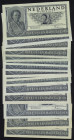 Banknotes Netherlands - 2½ Gulden 1949 Queen Juliana (Mev. 16-1b / AV 14.1b / PL17.b / P. 73) - Total 15 pcs in AU/UNC