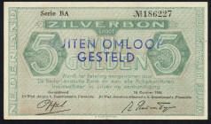 Banknotes Netherlands - 5 Gulden 1944 Silver Certificate / Zilverbon Buiten Omloop Gesteld / Cancelled (Mev. 22.1a / AV 17.1b.1 / P. 63 / cancellation...