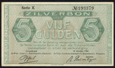 Banknotes Netherlands - 5 Gulden 1944 Silver Certificate / Zilverbon (Mev. 22-1a / AV 17.1a / P.63) - serie K - UNC