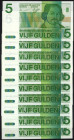 Banknotes Netherlands - 5 Gulden 1973 Vondel II (Mev. 24-1 / AV 19.1 / PL23 / P. 95a) - Total 10 pcs in aUNC/UNC.