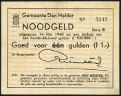Banknotes Netherlands - Noodgeld - Den Helder - 1 Gulden 14 mei 1940 (T/J 60.01-03 / PL545.1) met op voorzijde gemeentewapen + handtekening burgemeest...