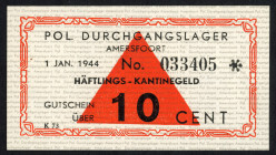 Banknotes Netherlands - Concentratiekampgeld - Amersfoort - 10 Cent 1944 Kamp Amersfoort (T/J 401.01 / PL1200.1.1) - No. 033405 - star, no wmk. - UNC....