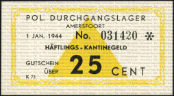 Banknotes Netherlands - Concentratiekampgeld - Amersfoort - 25 Cent 1944 Kamp Amersfoort (C-4142 / T.J. 401.02a / PL1200.2.a1) - No. 031420 - star, no...