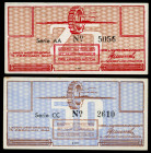Banknotes Netherlands - Concentratiekampgeld - Westerbork - Westerbork - 25 Cent 1944 serie AA No. 5056 (T/J 403.02 / PL1230.2.a1) - no wmk. + 50 Cent...