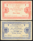 Banknotes Netherlands - Scheepsgeld - Kon. Rotterdamsche Lloyd NV - Koninklijke Rotterdamsche Lloyd NV - S.S. Asturias - 5 Cent 1949 T + 10 Cent 1949 ...
