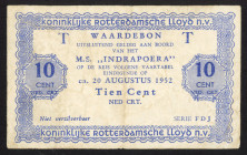 Banknotes Netherlands - Scheepsgeld - Kon. Rotterdamsche Lloyd NV - Koninklijke Rotterdamsche Lloyd NV - M.S. Indrapoera 10 Cent 'T' (PL1612.2.c) - se...