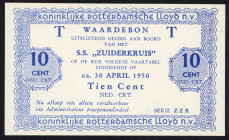Banknotes Netherlands - Scheepsgeld - Kon. Rotterdamsche Lloyd NV - Koninklijke Rotterdamsche Lloyd NV - S.S. Zuiderkruis 10 Cent 'T' (PL1617.2.b) - s...
