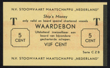 Banknotes Netherlands - Scheepsgeld - NV Stoomvaart Maatschappij Nederland - NV Stoomvaart Maatschappij Nederland - 5 Cent ND (ca. 1947) T - serie CZB...