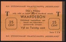 Banknotes Netherlands - Scheepsgeld - NV Stoomvaart Maatschappij Nederland - NV Stoomvaart Maatschappij Nederland - 25 Cents ND (ca. 1947) T - serie C...