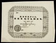 Banknotes Netherlands Oversea - Nederlands-Indië - 1 Gulden 1846 Recepis Remainder (P. 39r / Mev. 96a / H-82a) - Obv. Border with musical notation / R...