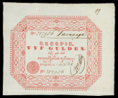 Banknotes Netherlands Oversea - Nederlands-Indië - 5 Gulden 1846 Recepis (PLNI15.2a / P. 40a / Mev. 97 / H-83) - octagonal - border with musical notat...