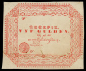 Banknotes Netherlands Oversea - Nederlands-Indië - 5 Gulden 1846 Recepis Remainder (P. 40r / Mev. 97b / H-83b) - Obv. Border with musical notation / R...