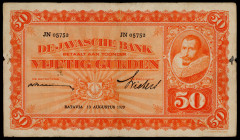 Banknotes Netherlands Oversea - Nederlands-Indië - 50 Gulden 3 augustus 1929 J.P. Coen (P. 72c / PLNI22.4cMev. 135d) - sign. Praasterink - Buttingha W...