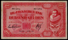 Banknotes Netherlands Oversea - Nederlands-Indië - 1000 Gulden 1 april 1926 J.P. Coen (P. 77a / Mev. 139a / H-134a / PLNI22.9a) - #MU 04673 - sign. Va...