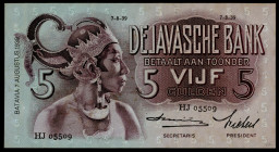 Banknotes Netherlands Oversea - Nederlands-Indië - 5 Gulden 7.8.1939 Javanese Dancers, rev. type II (P. 78c / Mev. 140c / PLNI23.1d) - sign. Smits/Wic...