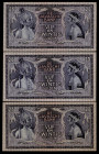 Banknotes Netherlands Oversea - Nederlands-Indië - 25 Gulden 1939 Javanese Dancers, type II (P. 80c / PLNI23.3c) - Total 3 pcs in. VF (ex collection T...