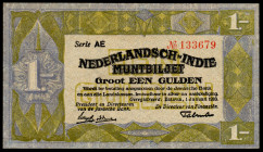 Banknotes Netherlands Oversea - Nederlands-Indië - 1 Gulden 1.1.1920 Muntbiljet / Treasury note (P. 103 / Mev. 163b / PLNI21.2a) - # AE 133679 - UNC -...