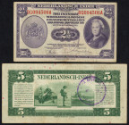 Banknotes Netherlands Oversea - Nederlands-Indië - 2½ Gulden 1943 Wilhelmina NICA serie (P. 112) with ovpt. in black on front: Fd. NOTARIS – S. VAN DE...