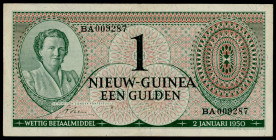 Banknotes Netherlands Oversea - Nederlands Nieuw Guinea - 1 Gulden 1950 Juliana (Mev. 300 / P. 4a) - # BA 009287 - XF (ex F.C. Pliester Guldencollecti...