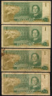 Banknotes Netherlands Oversea - Nederlands Nieuw Guinea - 1 Gulden 8.12.1954 Juliana (P. 11a / Mev. 307 / PLNG2.1a) - Total 4 pcs. in Fine