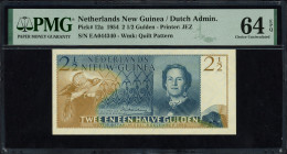 Banknotes Netherlands Oversea - Nederlands Nieuw Guinea - 2½ Gulden 8.12.1954 Juliana (P. 12a / Mev. 308 / PLNG2.2a) - # EA 044340 - PMG Choice UNC 64...