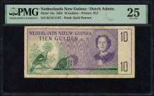 Banknotes Netherlands Oversea - Nederlands Nieuw Guinea - 10 Gulden 8 december 1954 Juliana (P. 14a / PLNG2.4a / Mev. 310) - # KC 011167 - rust lighte...