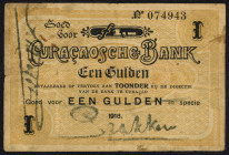 Banknotes Netherlands Oversea - Curaçao - Curaçaosche Bank - 1 Gulden 1918 (P. 7A / PLNA7.1.1b / Van Elmpt pag. 86-88) - # 074943 - stamped sign. of A...