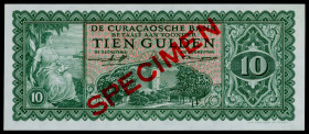 Banknotes Netherlands Oversea - Curaçao - 10 Gulden 1948 SPECIMEN Water tower Aruba at center / Arms of The Netherlands (P. 30s / PLNA14.2.s1) - speci...