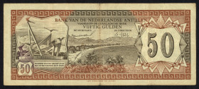 Banknotes Netherlands Oversea - Nederlandse Antillen - 50 Gulden 28.8.1967 St. Maarten (P. 11a / PLNLA17.4a RRR) - #E6317710 - F/VF - extremely rare (...