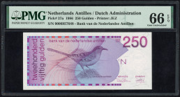 Banknotes Netherlands Oversea - Nederlandse Antillen - 250 Gulden 1986 Caraïbische spotlijster (P. 27a / PLNA19.6) - PMG Gem UNC 66 EPQ