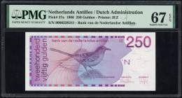 Banknotes Netherlands Oversea - Nederlandse Antillen - 250 Gulden 1986 Caraïbische spotlijster (P. 27a / PLNA19.6) - PMG Superb Gem UNC 67 EPQ