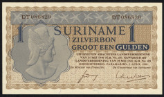 Banknotes Netherlands Oversea - Suriname - 1 Gulden Zilverbon / Silver Certificate 1.4.1960 Mercury (P. 108b / PLS14.1e2) - # DT 086820 - a.UNC