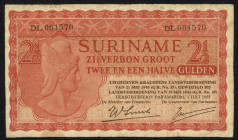Banknotes Netherlands Oversea - Suriname - 2½ Gulden 1.7.1955 Silver certificate - Mercury at left (P. 110 / PLS14.2b) - Fine (ex collection Vinkenbor...