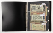 Banknotes Netherlands and Oversea in albums - Netherlands - Netherlands collection aw. 2½ Gulden 1949 #AAA 057864, 5 Gulden 1944, 10 Gulden 1940, 10 G...