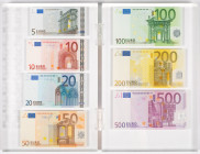 Banknotes Netherlands and Oversea in boxes - Netherlands - Box with presentation set Euro banknotes: 5, 10, 20, 50, 100, 200 en 500 Euro in perspex/pl...