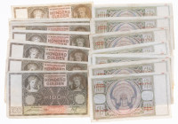Banknotes Netherlands and Oversea in boxes - Netherlands - 100 Gulden 1933 Lute playing woman / Vrouwenkop / Luitspelende vrouw (Mev. 117-3, 117-4 / A...