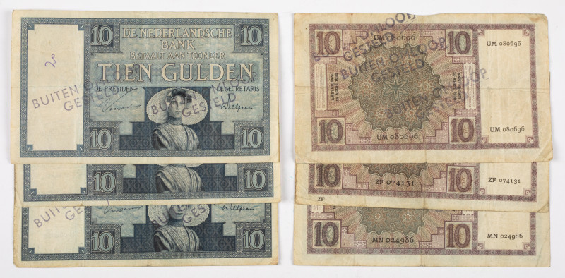 Banknotes Netherlands and Oversea in boxes - Netherlands - 10 Gulden 1924 Girl i...