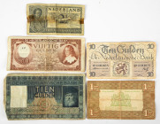Banknotes Netherlands and Oversea in boxes - Netherlands - Small box banknotes Netherlands among which 10 Gulden 1945 Lieftinck and 50 Gulden 1945 Sta...