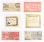 Banknotes Netherlands and Oversea in boxes - Dutch Indies / Indonesia - 500 + 100 + 50 Gulden 1946 (P. 93-95), 1 + 1000 Gulden 1846-1815 (P. 9-39) rep...