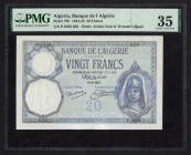 Word Banknotes - Algeria - 20 Francs 16.8.1927 (P. 78b) - PMG Choice Very Fine 35.