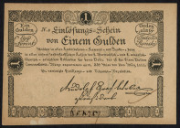 Word Banknotes - Austria - 1 Gulden 1.3.1811 Einlösungs Schein with embossed seal and watermark (P. A44) - XF. (ex F.C. Pliester Guldencollectie)