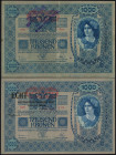 Word Banknotes - Austria - 1000 Kronen ND (1919 old date 2.1.1902) stamped "Note Echt, Stempel Falsch + Echt, Oesterreichisch-Ungarische Bank" (P. 57b...