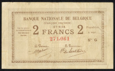 Word Banknotes - Belgium - Comptes Courantes Issues 2 Francs 27.8.1914 (P. 82) - aVF