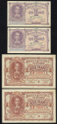 Word Banknotes - Belgium - 1 Franc 12.10.1917 (2x) + 2 Francs 20.11.1916 (2x) Queen Louise-Marie (P. 86, 87 / Ros. 433, 434) - Total 4 (some consecuti...